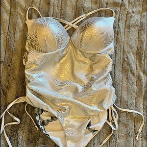 Kill the buddha silver one piece swimsuit